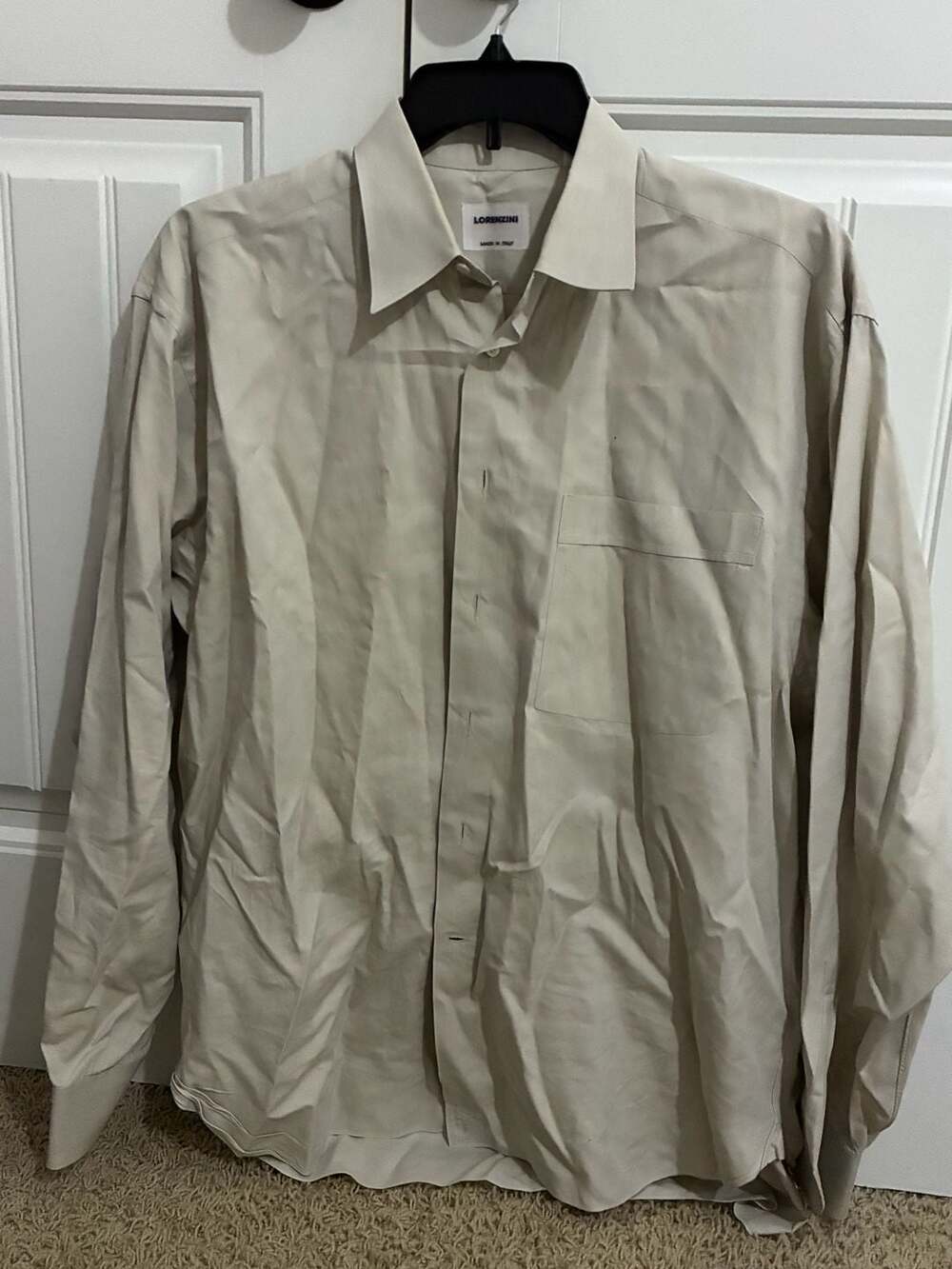 Lorenzini Men's Beige Long Sleeve Button Up Dress Shirt Size 16.5 42